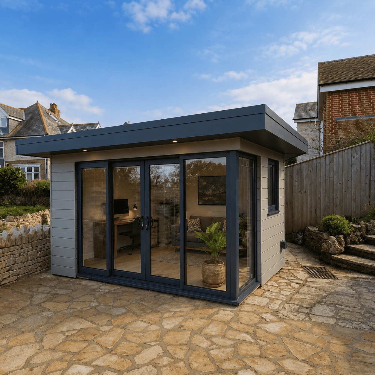 Garden office with bi-fold doors